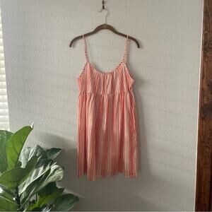 GLAM Striped Babydoll Dress Orange & Cream NWOT
